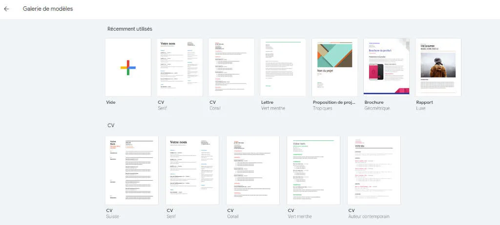 CV google docs